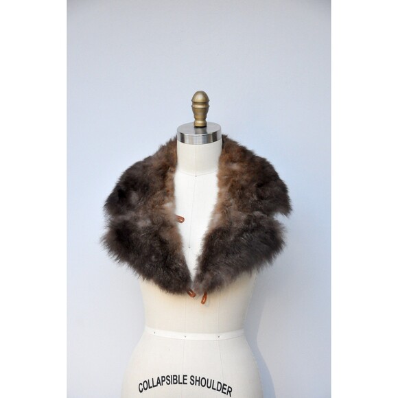 Vintage Dark Brown Shearling Fur Collar Soft Fluffy Chunky Almost Famous - Picture 2 of 9